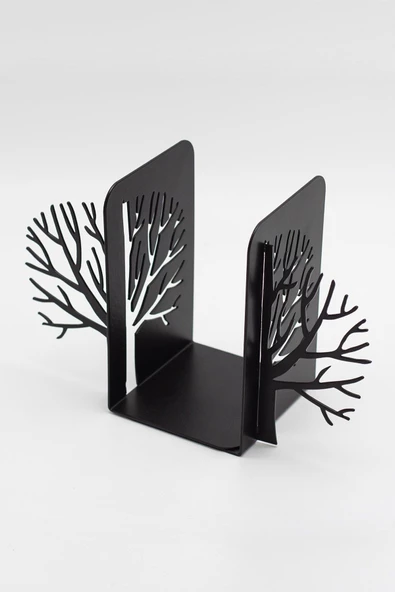 Metal Ağaç Desenli Kitap Desteği Kitap Tutacağı Siyah - 5