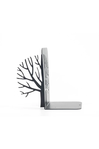 Metal Ağaç Desenli Kitap Desteği Kitap Tutacağı Siyah - 3