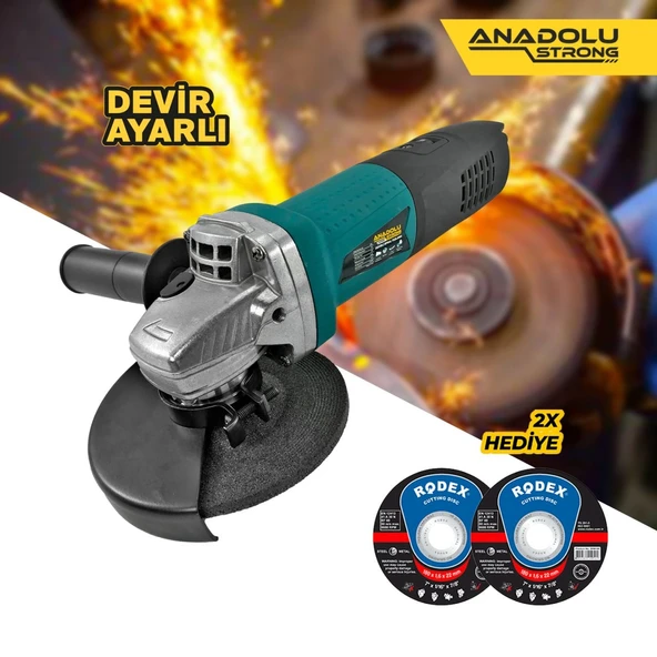 Anadolu Strong ANS1006 Devir Ayarlı Spral Taşlama 1100 watt 125 mm Disk Çapı 2 Adet Disk Hediye - 5