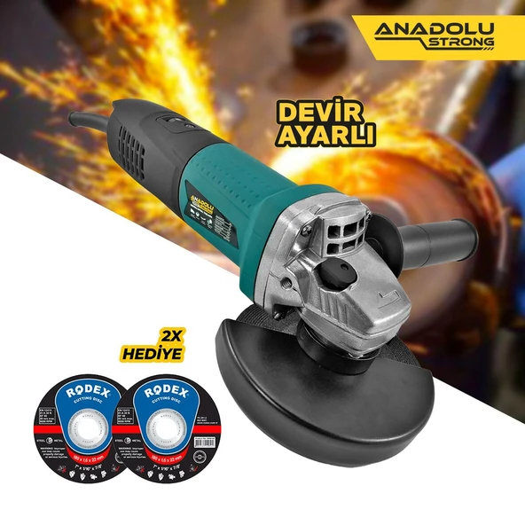 Anadolu Strong ANS1006 Devir Ayarlı Spral Taşlama 1100 watt 125 mm Disk Çapı 2 Adet Disk Hediye - 2