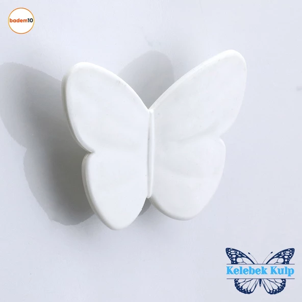 Plastik Kelebek Kulp Beyaz Mobilya Çoçuk Odası Kız Erkek Dolap Kapak Kulpu Çekmece Kulbu 1 ADET - Resim 5