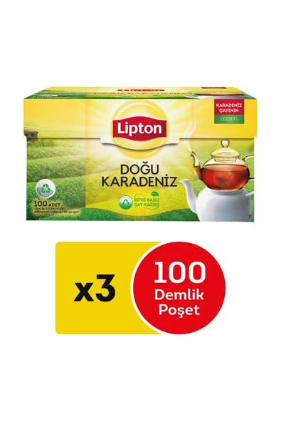 Lipton Doğu Karadeniz Demlik Poşet Çay 100'lü X 3 Adet