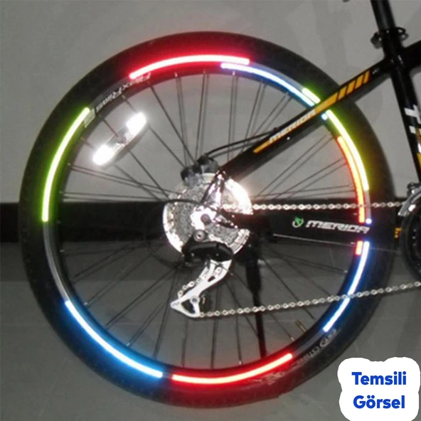Bisiklet Motosiklet Araba Jant Bandı Yapışkanlı Neon 7 mm X 7 metre Mavi Reflektif Parlayan Bant - 5