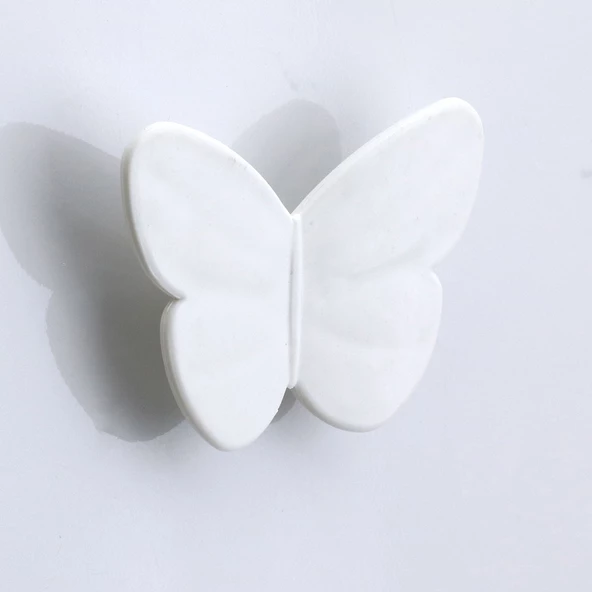 Plastik Kelebek Kulp Beyaz Mobilya Çoçuk Odası Kız Erkek Dolap Kapak Kulpu Çekmece Kulbu 1 ADET - Resim 6