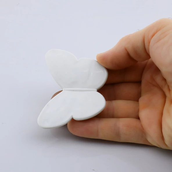 Plastik Kelebek Kulp Beyaz 10 ADET Mobilya Çoçuk Odası Kız Erkek Dolap Kapak Kulpu Çekmece Kulbu - 7