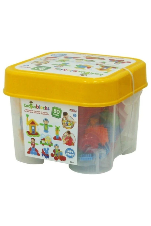Dede Eğitici Oyuncak Kaktüs Blok Kova (80 Parça) - Resim 2