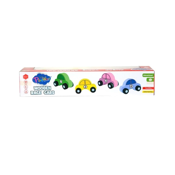 Nessiworld 380-ONY Onyıl, Playwood Ahşap Yarış Arabası 4'lü