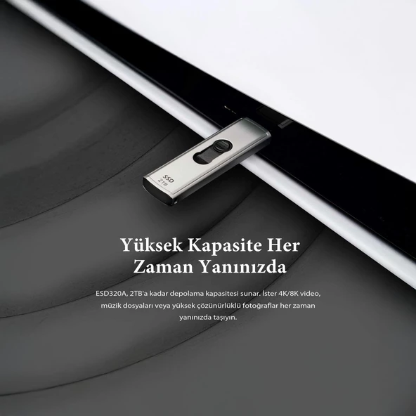 Transcend TS1TESD320A 1TB USB 10Gbps 1050/950MB/s Gizlenebilir Başlıklı Taşınabilir Metal Kasa SSD - 7