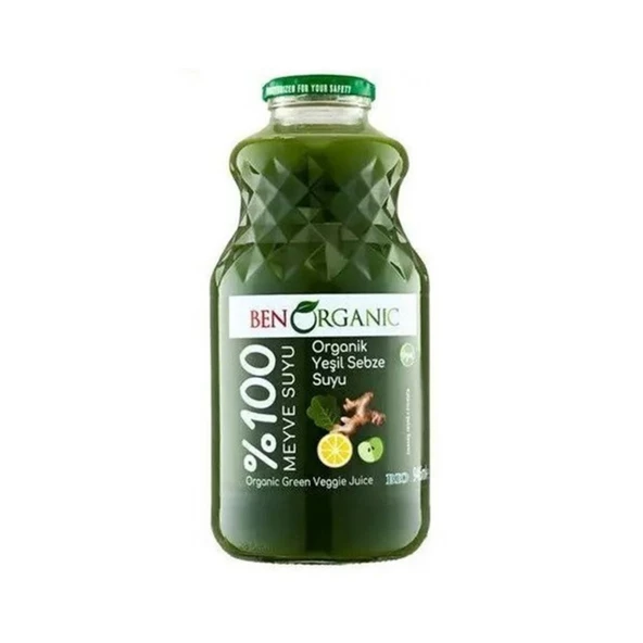 Benorganik Organik Zencefilli Yeşil Sebze Karışımı Suyu 1 lt
