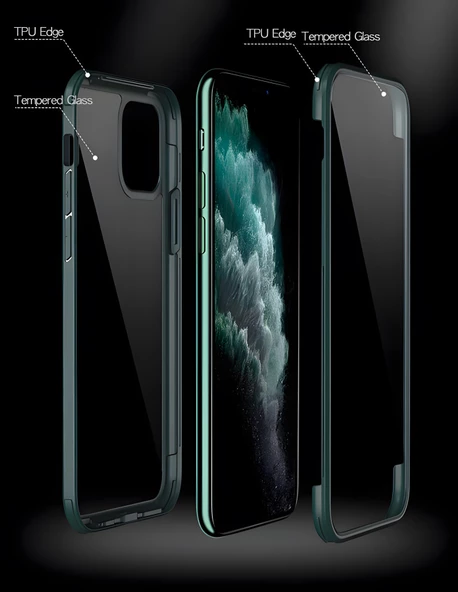 iPhone 13 Pro Max Kılıf Dor Silikon Temperli Cam Kapak - Resim 7