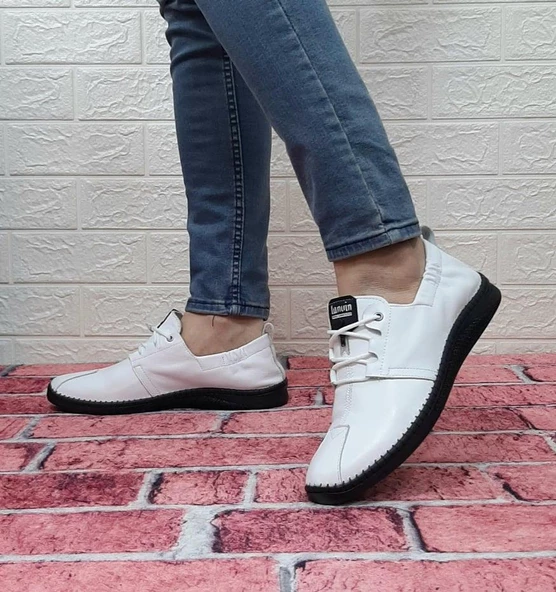 Voyager 5146 Beyaz İçi Dışı Hakiki Deri Ortapedik Erkek Günlük Ayakkabı - 5