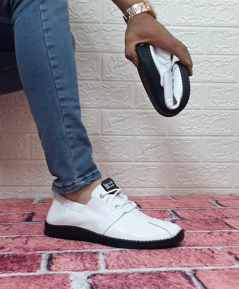 Voyager 5146 Beyaz İçi Dışı Hakiki Deri Ortapedik Erkek Günlük Ayakkabı - 6