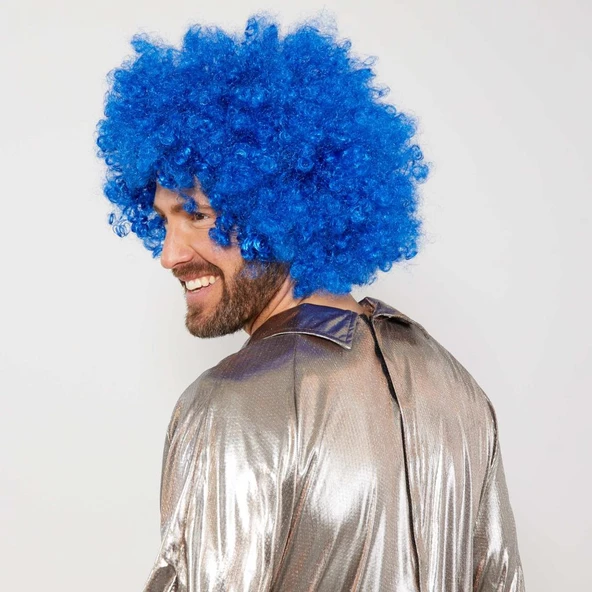 Nessiworld Mavi Renk Kıvırcık Afro Bonus Peruk - 3