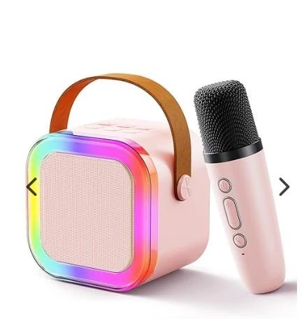 Colorful Karaoke Sound System  Kablosuz Mikrofonlu Taşınabilir Müzik Kutusu - 3
