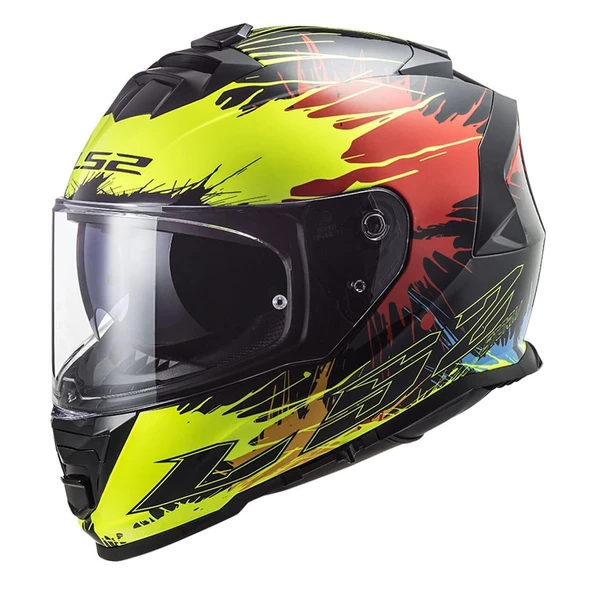 LS2 STORM 2 DROP SİYAH-SARI-KIRMIZI KASK - 1