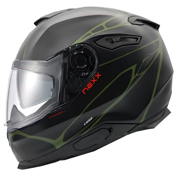 NEXX Y.100 B-SIDE MAT SİYAH-YEŞİL KASK