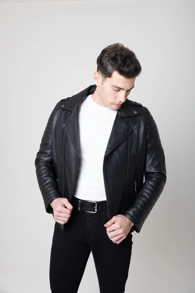 ARAGORN SİYAH DERİ KORUMALI MOTOSİKLET MONT - 4