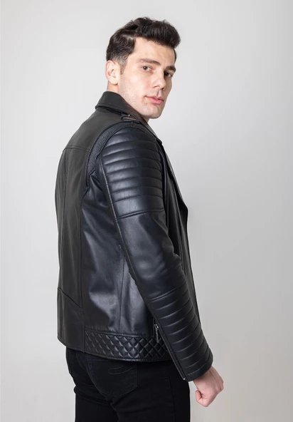 ARAGORN SİYAH DERİ KORUMALI MOTOSİKLET MONT - 2