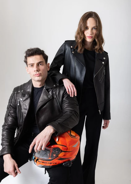 NİRVANA SİYAH DERİ KORUMALI MOTOSİKLET MONT - 4