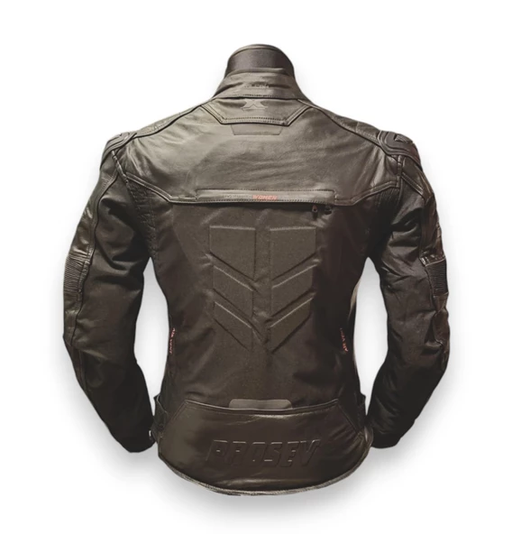 PROSEV FALCON KADIN 4 MEVSİM SİYAH DERİ MOTOSİKLET MONT - 2