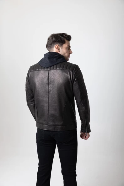 NİRVANA SİYAH DERİ KORUMALI MOTOSİKLET MONT - 5