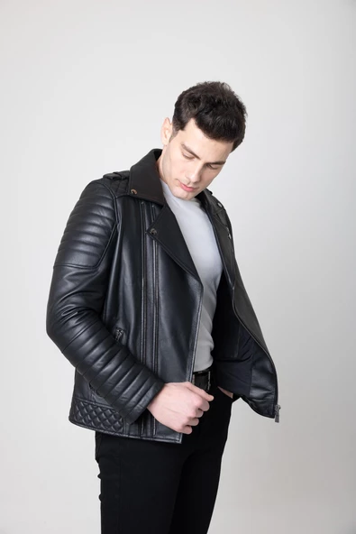 ARAGORN SİYAH DERİ KORUMALI MOTOSİKLET MONT - 6