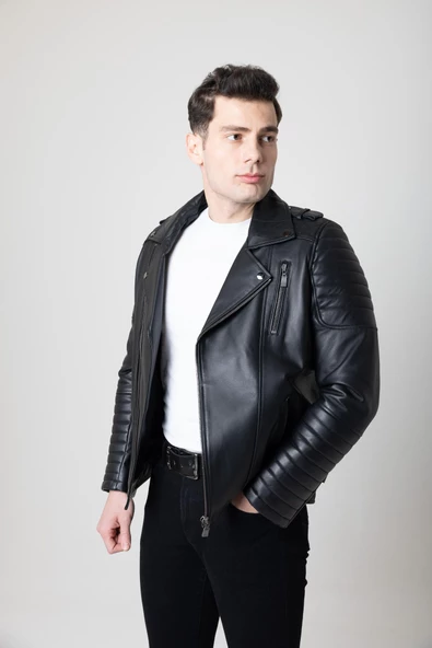 ARAGORN SİYAH DERİ KORUMALI MOTOSİKLET MONT - 5