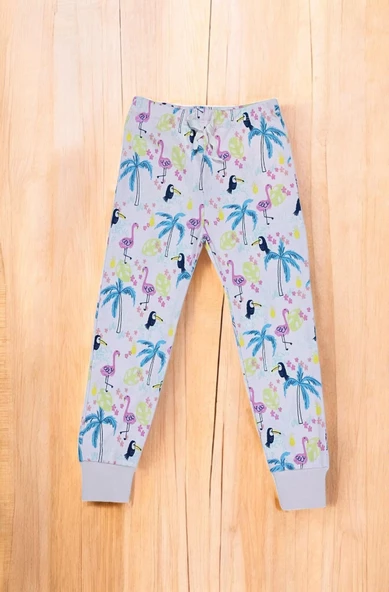 Flamingo Desenli Kısa Kol Kız Çocuk Pijama Takım - 5