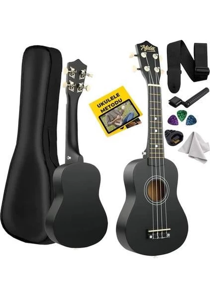 Midex Ukx-901bk Siyah Soprano Ukulele (Askı Çanta Metod Pena)