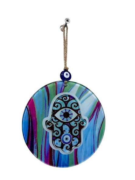 Fatma Ana Eli 16 Santimetre Çapında Füzyon Cam Duvar Dekoru - Resim 2