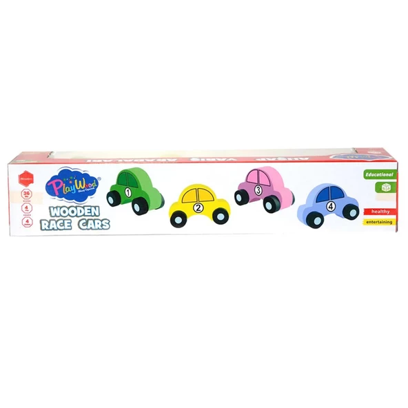 Nessiworld Playwood Ahşap Yarış Arabası 4'lü Paket