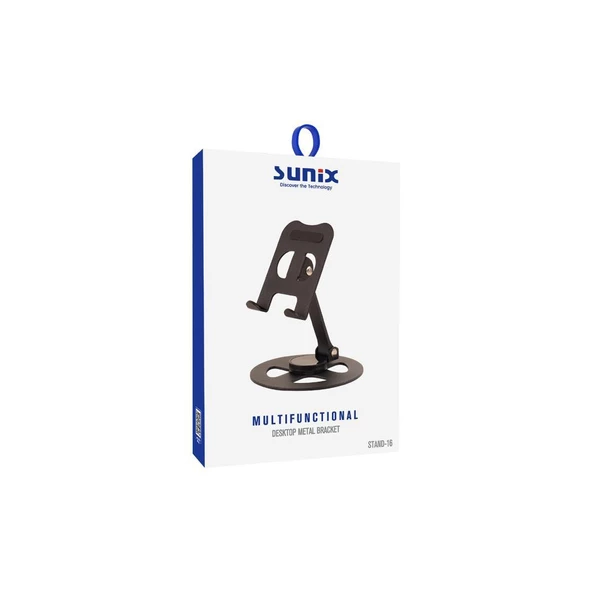 Sunix Katlanabilir Masaüstü Metal Telefon Tutucu Siyah Stand-16 - 3