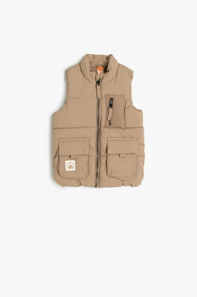 Koton Erkek Bebek Şişme Yelek Kapüşonlu İçi Polar Astarlı Kapaklı Cep Detaylı ürün görseli 1