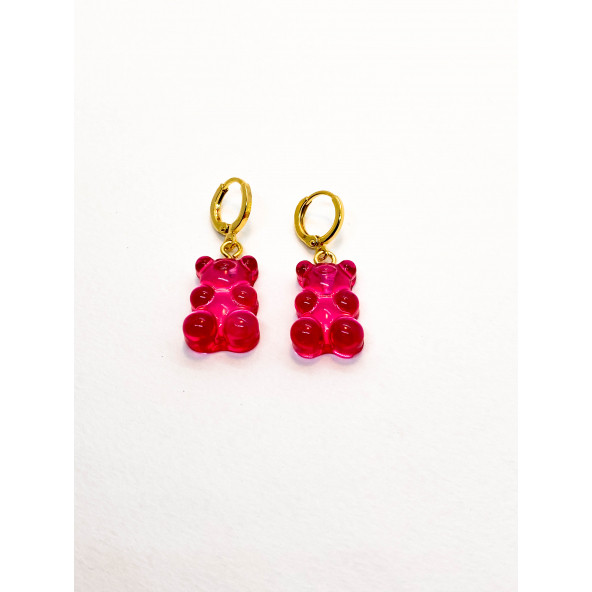 Kadın Pembe Jelibon Ayıcık Küpe - 2