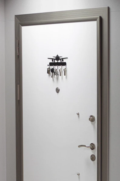 Anahtar Askılığı - Dekoratif Metal Anahtarlık - Uçak Desenli Anahtar Askılığı Siyah - 2