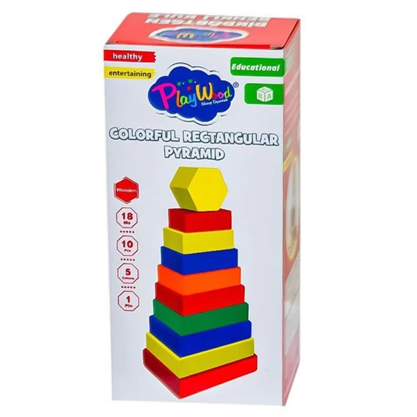 Nessiworld Playwood Ahşap Dikdörtgen Renkli Kule - 2