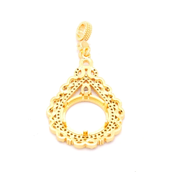 Altın Kaplama Taşlı Sonsuzluk Çeyrek Çerçeve Kolye Ucu TGR-358 - Resim 4