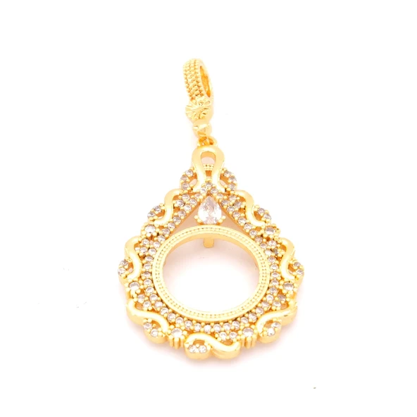 Altın Kaplama Taşlı Sonsuzluk Çeyrek Çerçeve Kolye Ucu TGR-358 ürün görseli