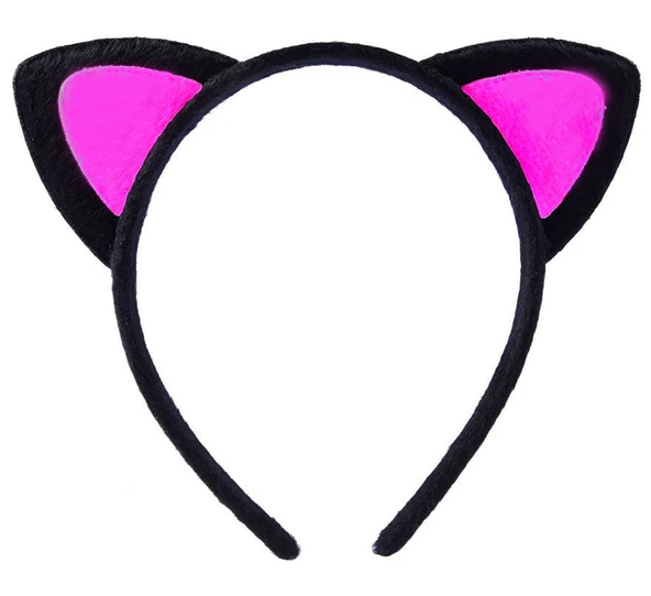 Nessiworld   Sevimli Kedi Kulak Pofuduk Kedi Taç Siyah İçi Şeker Pembe Renk 17x15 cm