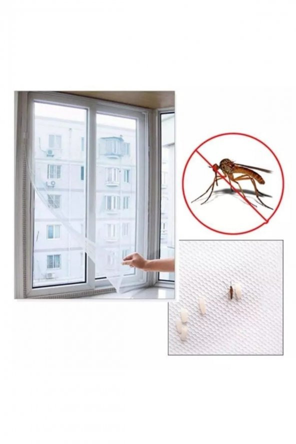 5 Adet Sineklik Yıkanabilir Pencere Sinekliği Cırt Bantlı Yapışkanlı 130cm X 150cm-swatter-windows - 3