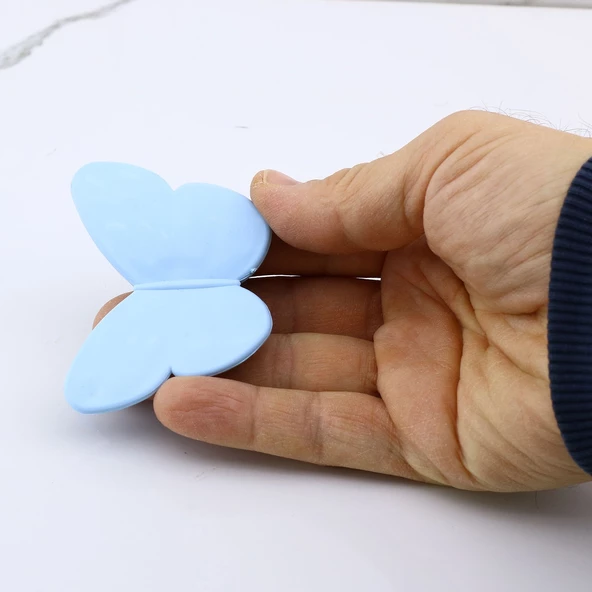 Plastik Kelebek Kulp Mavi Mobilya Çoçuk Odası Kız Erkek Dolap Kapak Kulpu Çekmece Kulbu 1 ADET - 9