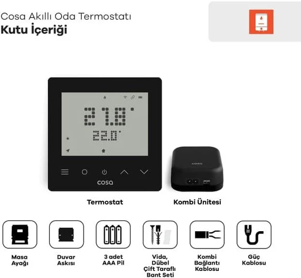 Cosa Akıllı Oda Termostatı Kablosuz Kombi Kontrolü v5 - Siyah - 4