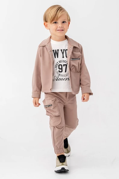 Çıtçıtlı Balon Cepli 3 Parça Erkek Çocuk Ceketli Takım - 10