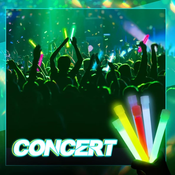 Nessiworld Karanlıkta Yanan Asılabilir ip Aparatlı Glow Stick Kolye Glow Stick Lamba 6 Adet 6 Renk 15 cm - 10