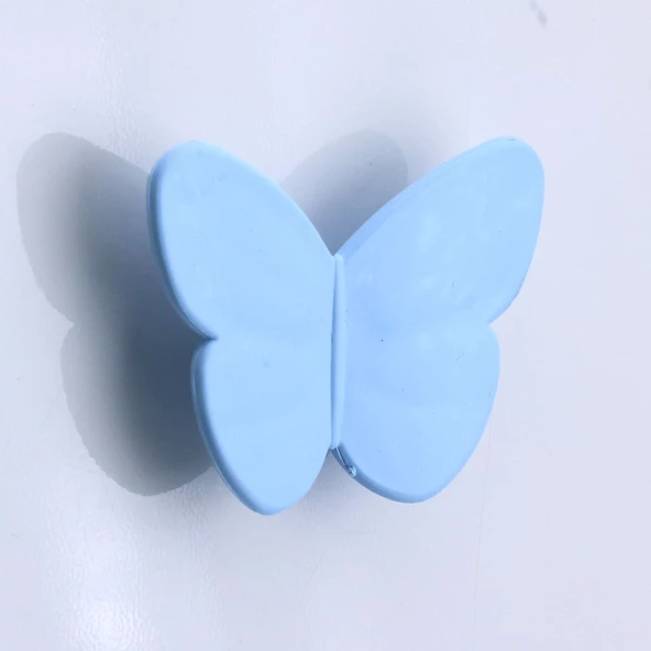 Plastik Kelebek Kulp Mavi Mobilya Çoçuk Odası Kız Erkek Dolap Kapak Kulpu Çekmece Kulbu 1 ADET - 7
