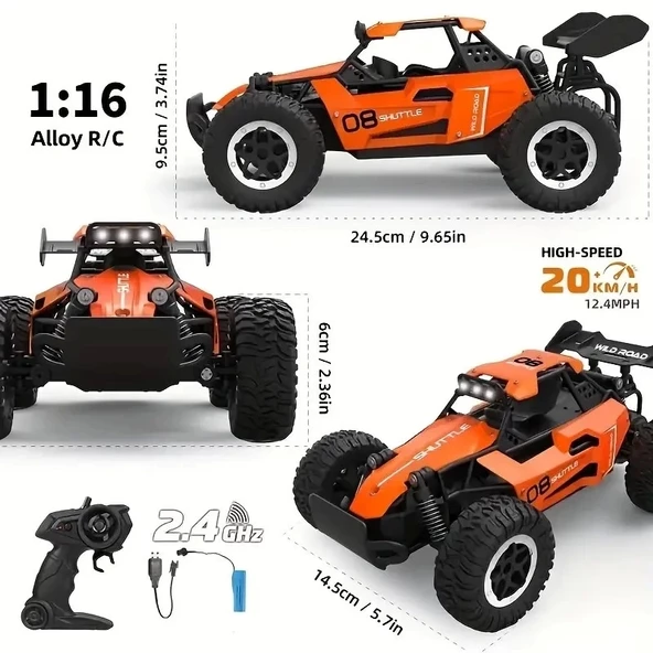 1:16 Off Road Şarjlı RC Uzaktan kumandalı SİYAH Arazi Aracı 5 Kanallı Çift Bataryalı 20 Km/s Hızında Hediyelik Oyuncak - 5