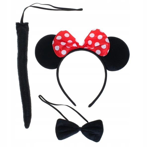 Nessiworld   Minnie Mouse Kostüm Seti Taç Kuyruk Papyon Gösteri Seti - 5