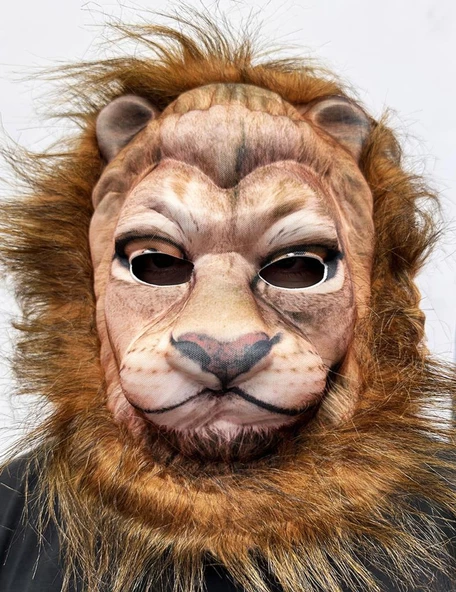 NessiWorld Koyu Kahve Yeleli Aslan Maskesi Mega Eva Malzeme Peluş Maske 1 No