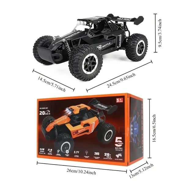 1:16 Off Road Şarjlı RC Uzaktan kumandalı SİYAH Arazi Aracı 5 Kanallı Çift Bataryalı 20 Km/s Hızında Hediyelik Oyuncak - 3