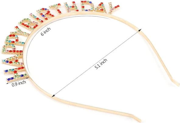 Nessiworld   Rengarenk Kristal Taşlı Ekstra Lüks Gümüş Kaplama Happy Birthday Taç 16x17 cm - 3